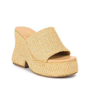 Rola Wedge Sandal (Raffia Beige)