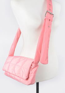 Nylon Padded Crossbody Bag -Pink