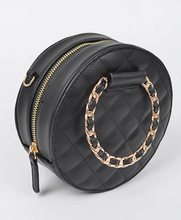 Load image into Gallery viewer, Round Quilted Crossbody Clutch-Black
