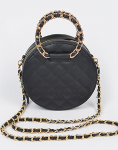 Round Quilted Crossbody Clutch-Black