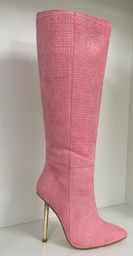 Clarity Velvet Boots-Pink