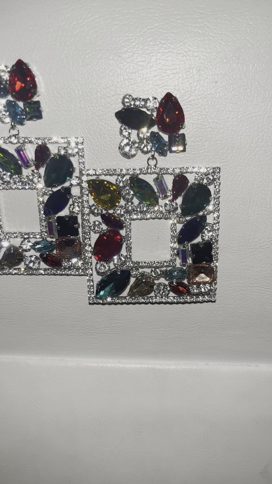 Square Bejeweled Earrings-Multi