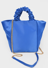 Load image into Gallery viewer, Satin Tote Bag W/chain-Cobalt
