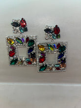 Load image into Gallery viewer, Square Bejeweled Earrings-Multi
