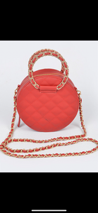 Round Quilted Crossbody - Red